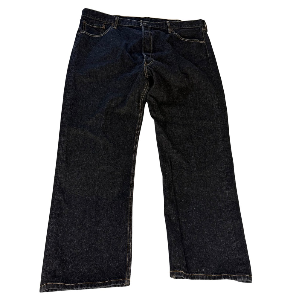 Levis 501 Original Fit Jeans Mens 44x32 Dark Black Wash Button Fly Denim Pants